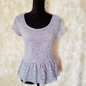Forever 21 Blue Lace Peplum Top